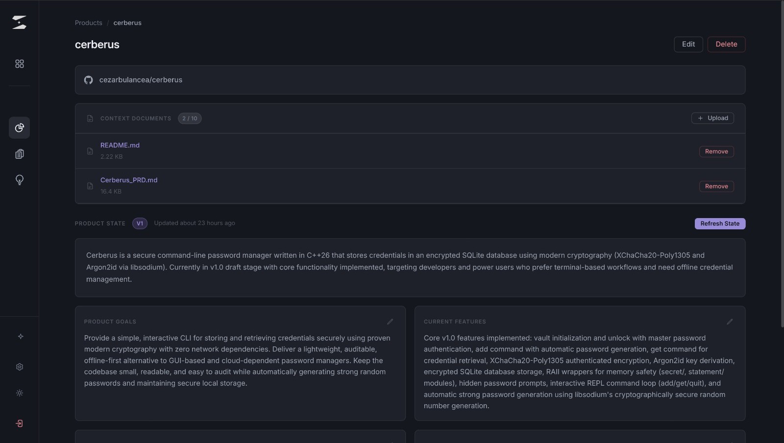 Solman product interface — dark mode
